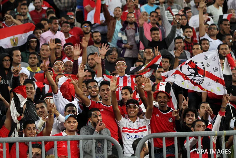 Egyptian fans attend the 2018 World Cup qualifying Group E football match between Egypt and Ghana at the Borg el-Arab Stadium near Alexandria, Egypt on November 13, 2016. Photo by Stringer