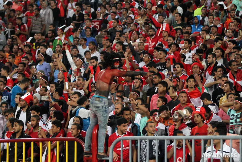 Egyptian fans attend the 2018 World Cup qualifying Group E football match between Egypt and Ghana at the Borg el-Arab Stadium near Alexandria, Egypt on November 13, 2016. Photo by Stringer