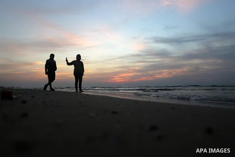 Palestinians enjoy their time off the beach of Gaza City on November 14, 2016. Photo by Yasser Qudih