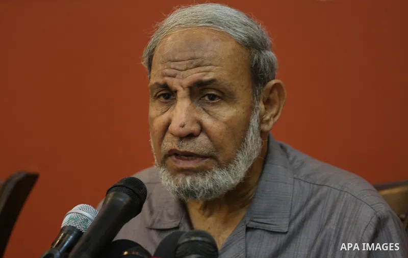 Senior Hamas leader Mahmoud al-Zahar, speaks during a press conference, in Gaza city, on November 15, 2016. Photo by Mohammed Asad