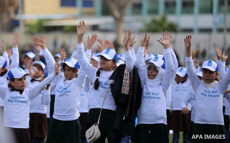 Palestinian children take part in a festival to mark " World Children's Day" in Gaza City, on November 17, 2016. Photo by Yasser Qudih