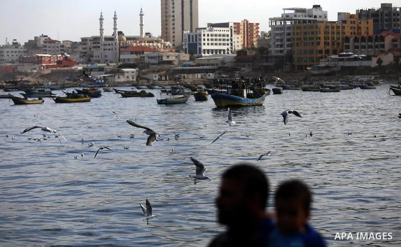 Boats are seen anchored at the Gaza seaport, on November 17, 2016. Photo by Yasser Qudih
