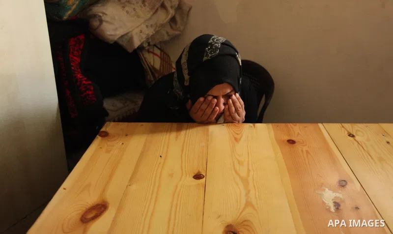 Relatives of Mohammed Abu Saada, a 26-year-old Palestinian man who was reportedly killed in clashes with the Israeli army along the Gaza border, mourn during his funeral in the Nuseirat refugee camp in the central Gaza S...
