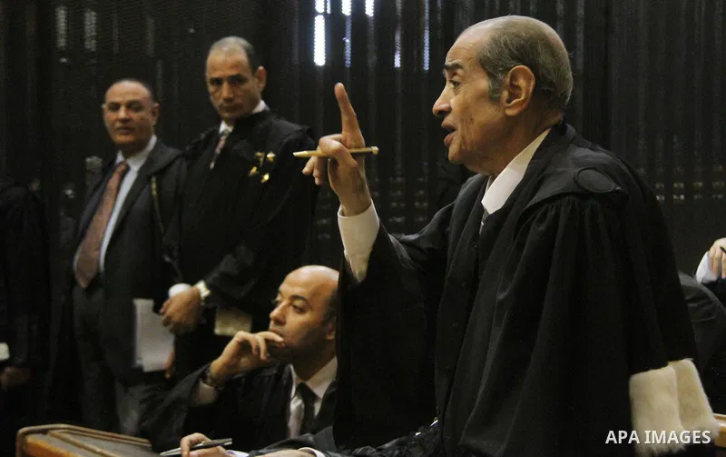 Egyptian Lawyer Farid el-Deeb attends the trial of Alaa and Gamal Mubarak, the sons of former former president Hosni Mubarak in Cairo on November 19, 2016. Cairo Criminal Court held at Police Academy adjourned Gamal and...