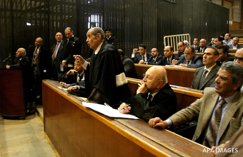 Egyptian Lawyer Farid el-Deeb attends the trial of Alaa and Gamal Mubarak, the sons of former former president Hosni Mubarak in Cairo on November 19, 2016. Cairo Criminal Court held at Police Academy adjourned Gamal and...
