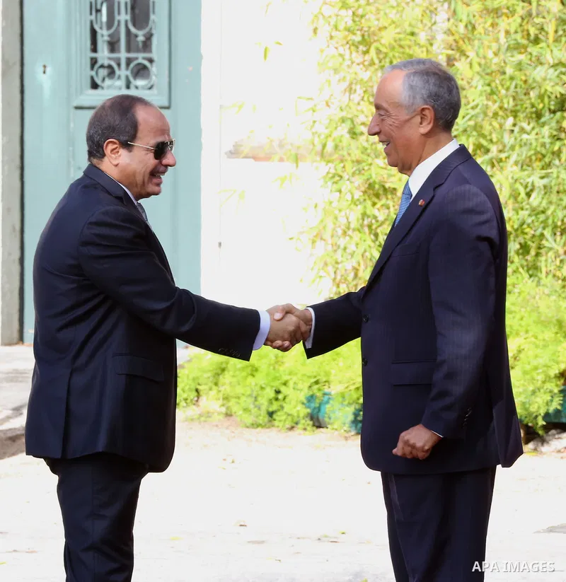 Egyptian President Abdel Fattah al-Sisi meets with Portuguese President, Marcelo Rebelo de Sousa, at Belem Palace, in Lisbon, Portugal, 21 November 2016. Photo by Egyptian President Office
