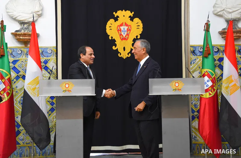 Portuguese President, Marcelo Rebelo de Sousa with the Egyptian President Abdel Fattah al-Sisi during the joint press conference after their meeting at Belem Palace, in Lisbon, Portugal, 21 November 2016. Photo by Egypti...