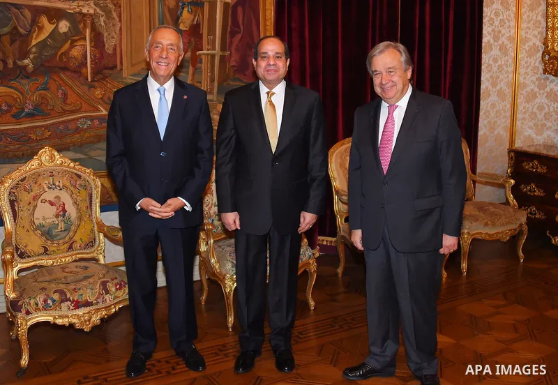 Egyptian President Abdel Fattah al-Sisi meets with Portuguese President, Marcelo Rebelo de Sousa, at Belem Palace, in Lisbon, Portugal, 21 November 2016. Photo by Egyptian President Office