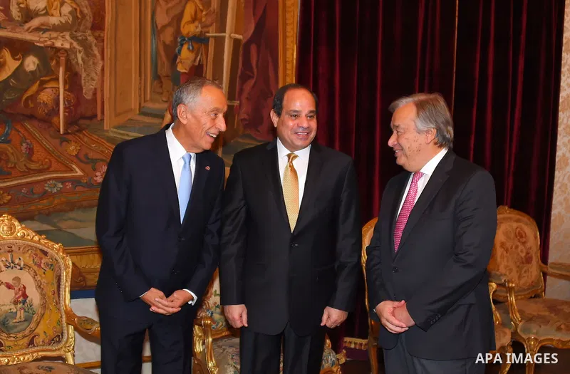 Egyptian President Abdel Fattah al-Sisi meets with Portuguese President, Marcelo Rebelo de Sousa, at Belem Palace, in Lisbon, Portugal, 21 November 2016. Photo by Egyptian President Office
