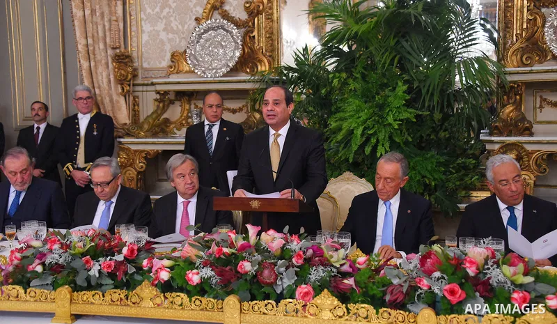 Egyptian President Abdel Fattah al-Sisi meets with Portuguese President, Marcelo Rebelo de Sousa, at Belem Palace, in Lisbon, Portugal, 21 November 2016. Photo by Egyptian President Office
