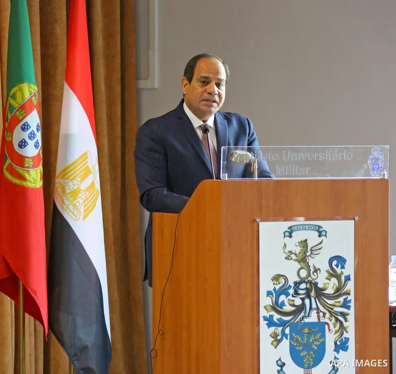 Egyptian President Abdel Fattah al-Sisi speaks during his visits to Portuguese military academy in Lisbon, Portugal, 22 November 2016. Photo by Egyptian President Office