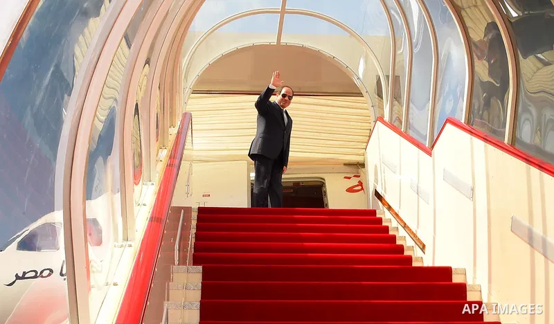 Egyptian President Abdel Fattah al-Sisi leaves Malabo after participating in the African summit meetings, in Malabo, Guinea, on November 23, 2016. Photo by Egyptian President Office
