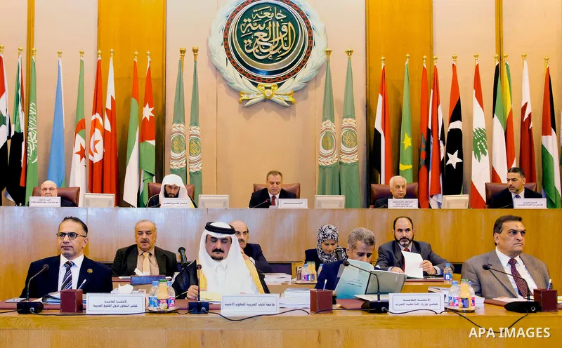 Arab foreign Ministers attend a meeting of the Arab League foreign Ministers in the Egyptian capital Cairo. Photo by Stringer