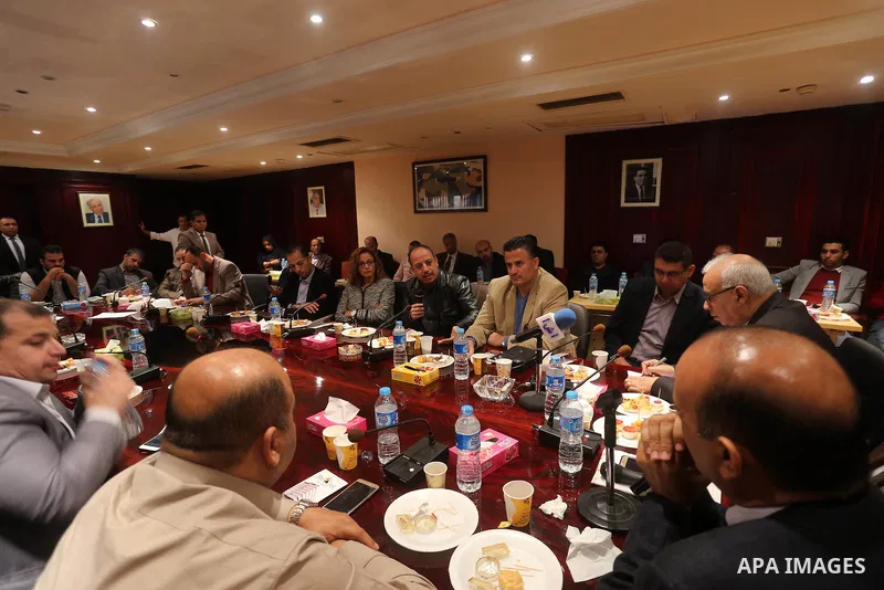 Palestinian Journalists visit the headquarters of Middle East News Agency "Mena" in Cairo, Egypt, on Nov. 24. 2016. Photo by Yasser Qudih