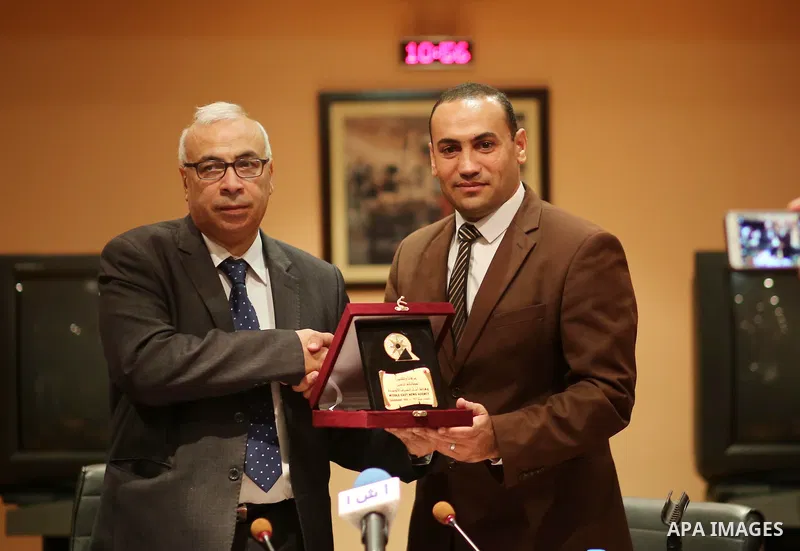 Palestinian Journalists visit the headquarters of Middle East News Agency "Mena" in Cairo, Egypt, on Nov. 24. 2016. Photo by Yasser Qudih