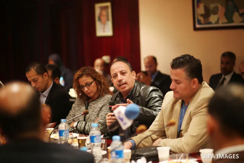 Palestinian Journalists visit the headquarters of Middle East News Agency "Mena" in Cairo, Egypt, on Nov. 24. 2016. Photo by Yasser Qudih