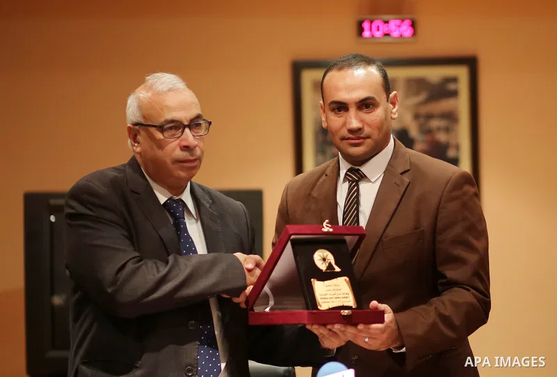 Palestinian Journalists visit the headquarters of Middle East News Agency "Mena" in Cairo, Egypt, on Nov. 24. 2016. Photo by Yasser Qudih