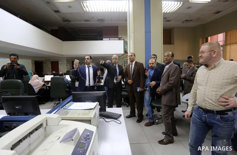 Palestinian Journalists visit the headquarters of Middle East News Agency "Mena" in Cairo, Egypt, on Nov. 24. 2016. Photo by Yasser Qudih