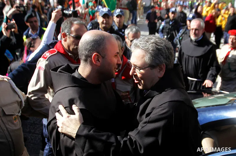Custodian of the Holy Land Father Francesco Patton arrives to the church of Nativity to ceremonially launch the beginning of the Christmas season, in the West Bank city of Bethlehem November 26, 2016. Photo by Wisam Hash...