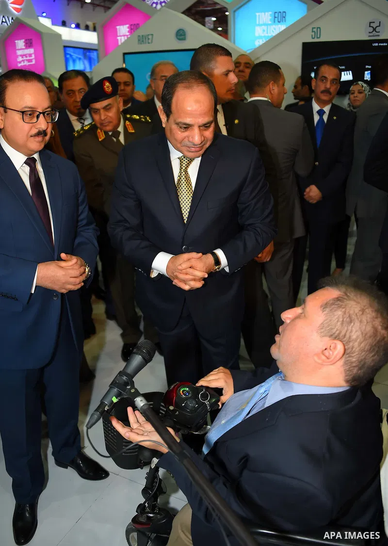 Egyptian President Abdel Fattah al-Sisi attends the opening ceremony of Cairo international exhibition for information and communication technology, in Cairo, Egypt, on Nov. 27, 2016. Photo by Egyptian President Office