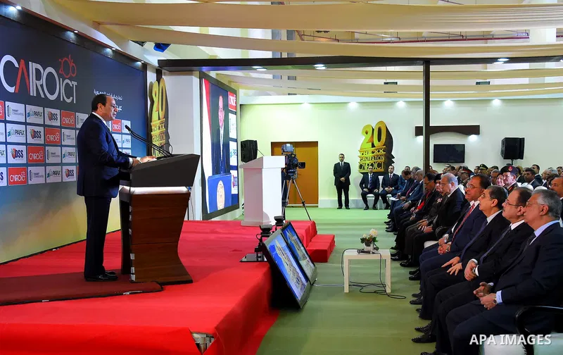 Egyptian President Abdel Fattah al-Sisi attends the opening ceremony of Cairo international exhibition for information and communication technology, in Cairo, Egypt, on Nov. 27, 2016. Photo by Egyptian President Office