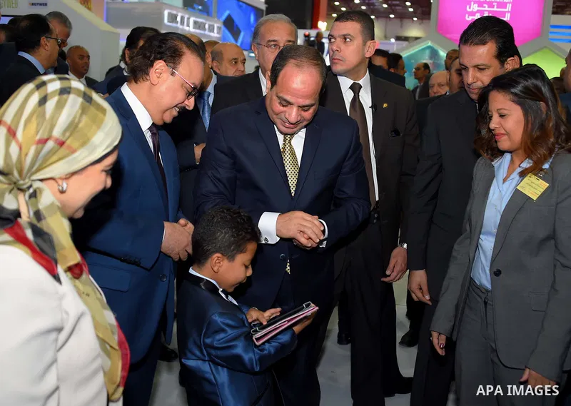Egyptian President Abdel Fattah al-Sisi attends the opening ceremony of Cairo international exhibition for information and communication technology, in Cairo, Egypt, on Nov. 27, 2016. Photo by Egyptian President Office