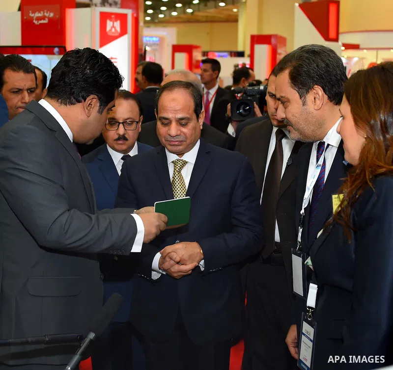 Egyptian President Abdel Fattah al-Sisi attends the opening ceremony of Cairo international exhibition for information and communication technology, in Cairo, Egypt, on Nov. 27, 2016. Photo by Egyptian President Office