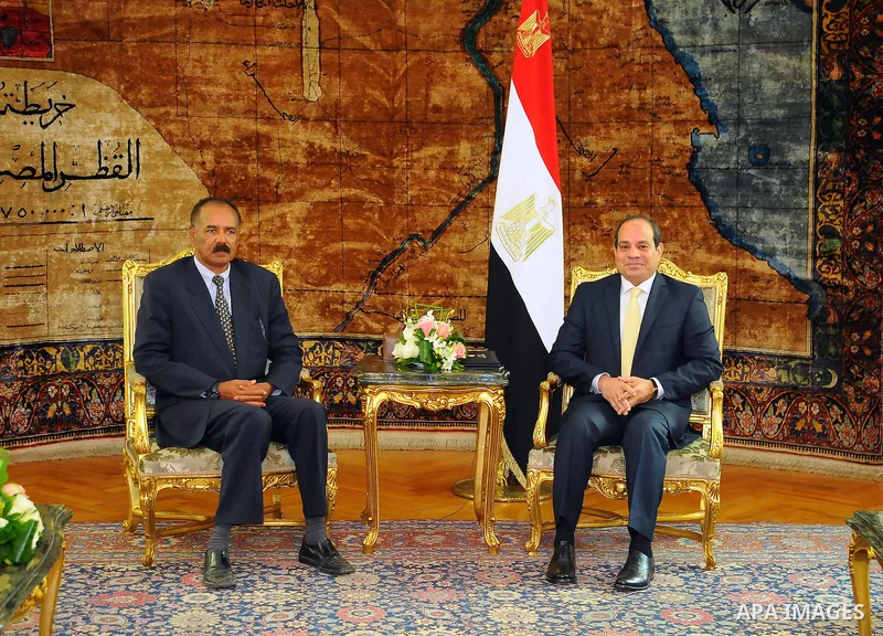 Egyptian President Abdel Fattah al-Sisi meets with Isaias Afwerki, President of Eritrea, in Cairo, Egypt, on Nov. 29.2016. Photo by Egyptian President Office
