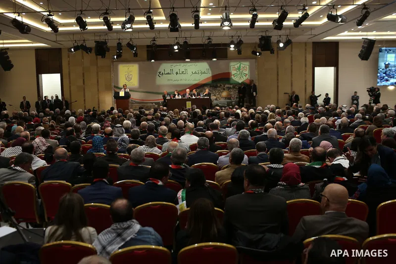 Palestinians attend the opening ceremony of the 7th Fatah Congress on November 29, 2016, at the Muqataa, the Palestinian Authority headquarters, in the West Bank city of Ramallah. Abbas's Fatah re-elected him party head...