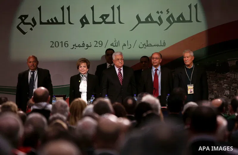 Palestinian President Mahmoud Abbas attends the opening ceremony of the 7th Fatah Congress on November 29, 2016, at the Muqataa, the Palestinian Authority headquarters, in the West Bank city of Ramallah. Abbas's Fatah re...