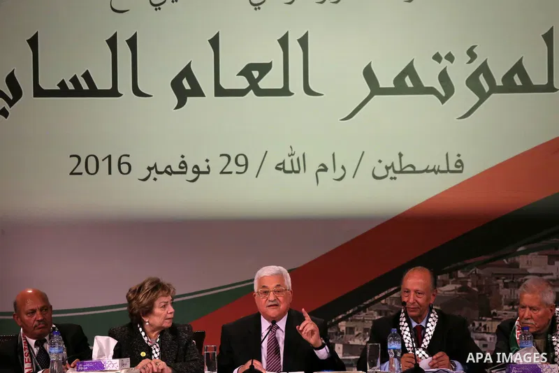 Palestinian president Mahmoud Abbas delivers a speech on the second day of the 7th Fatah Congress on November 30, 2016, at the Muqataa, the Palestinian Authority headquarters, in the West Bank city of Ramallah. Abbas add...