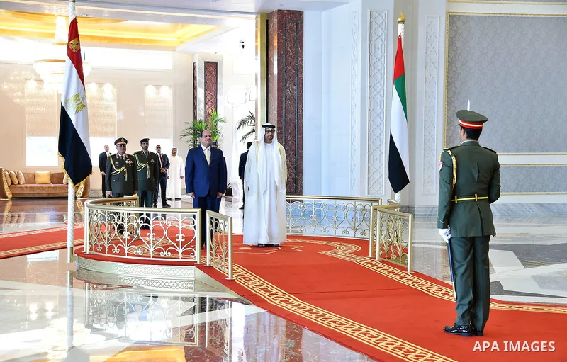 Egyptian President Abdel Fattah al-Sisi meets with Abu Dhabi Crown Prince Sheikh Mohammed bin Zayed al-Nahyan in Abu Dhabi, United Arab Emirates, on Dec. 01, 2016. Photo by Egyptian President Office