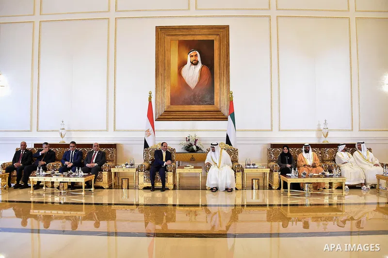 Egyptian President Abdel Fattah al-Sisi meets with Abu Dhabi Crown Prince Sheikh Mohammed bin Zayed al-Nahyan in Abu Dhabi, United Arab Emirates, on Dec. 01, 2016. Photo by Egyptian President Office