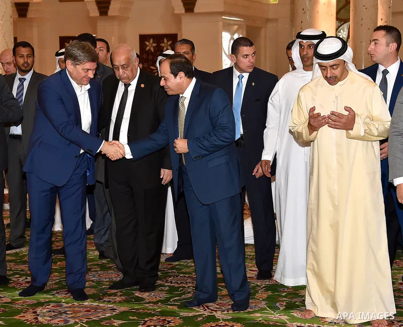 Egyptian President Abdel Fattah al-Sisi attends Friday prayer at Sheikh Zayed Grand Mosque, in Abu Dhabi, United Arab Emirates, on Dec. 02 0.2016. Photo by Egyptian President Office