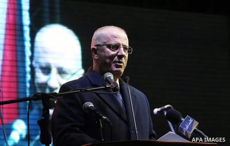 Palestinian Prime Minister, Rami Hamdallah attends the lighting of the Christmas tree on December 3, 2016 at the Manger Square near the Church of the Nativity, revered as the site of Jesus Christ's birth, in the biblical...