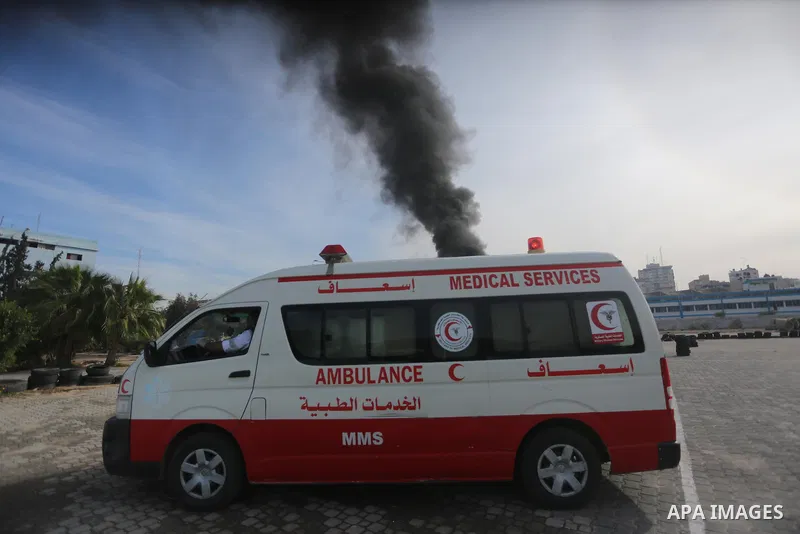 Palestinian Civil Defense members take part in a drill, in Gaza city, on December 4, 2016. Photo by Mohammed Asad