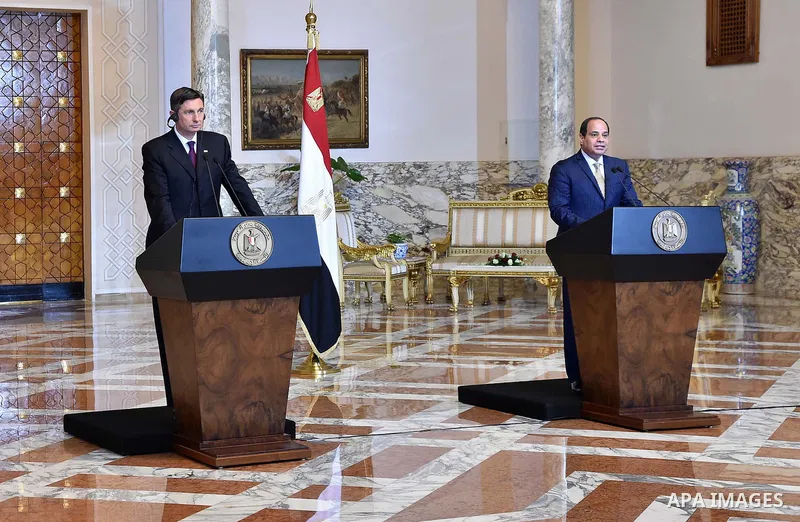 Egyptian President Abdel Fattah al-Sisi and Slovenian President Borut Pahor, attend a joint press conference following a meeting in Cairo, Egypt, on December 05, 2016. Photo by Egyptian President Office