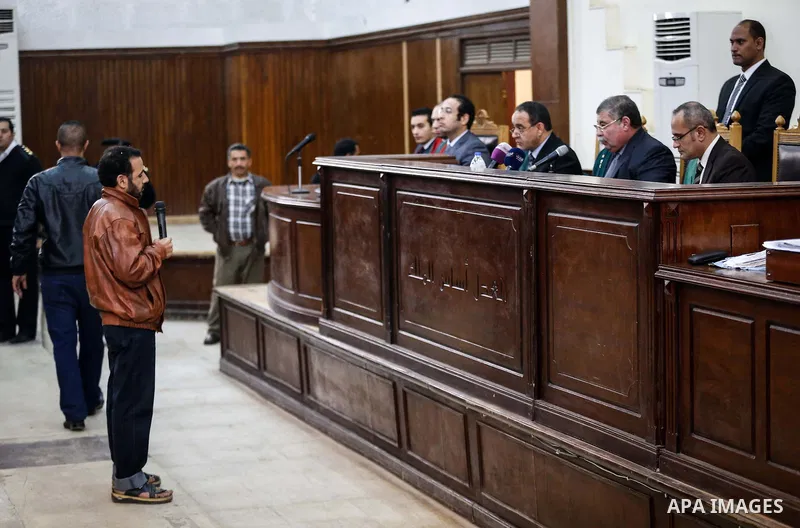 The Judge attends the trial of Ansar Bait Al-Maqdis group in Cairo on December 6, 2016, on charges of assassination of police officers, attempted assassination of interior minister Mohamed Ibrahim and explosions near sec...
