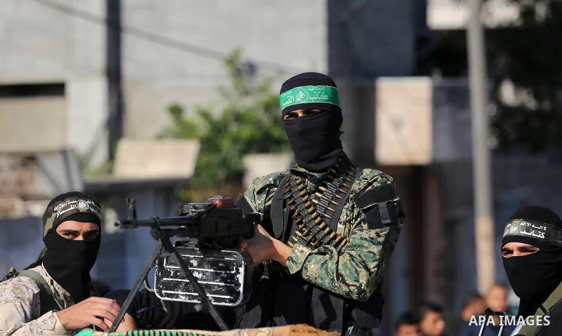 Palestinian Hamas militants attend the funeral of fellow of their comrade who was killed when a tunnel collapsed on Wednesday, during his funeral in Gaza City December 8, 2016. Photo by Yasser Qudih
