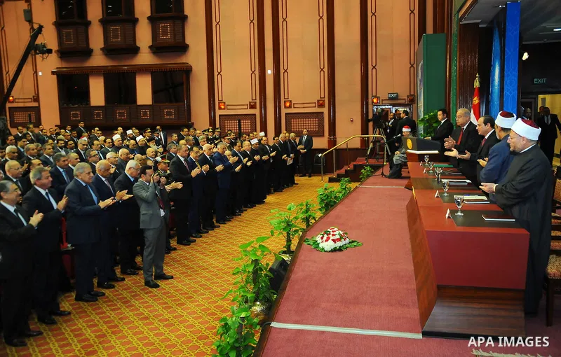 Egyptian President Abdel Fattah al-Sisi attends the ceremony of "Mawlid al-Nabawi" or the birth of Prophet Mohammad, in Cairo, Egypt, on Dec. 08, 2016. Photo by Egyptian President Office