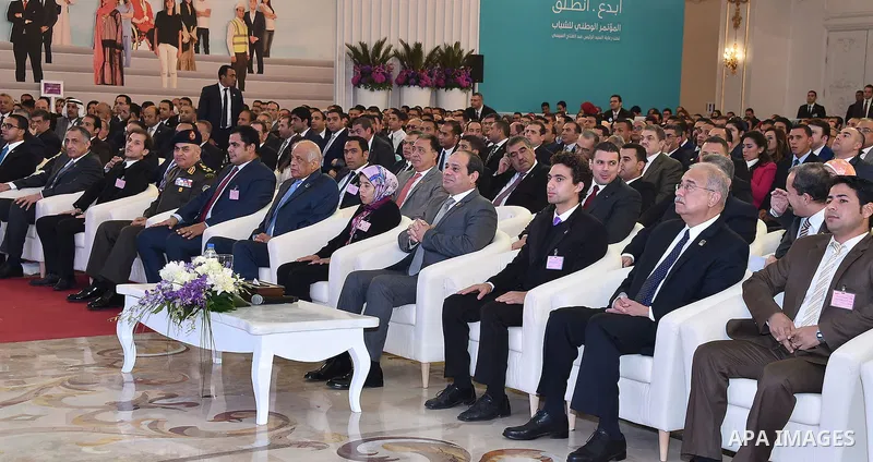 Egyptian President Abdel Fattah al-Sisi, attends the opening of the conference the first league for youth, in Cairo, Egypt, on December 10, 2016. Photo by Egyptian President Office