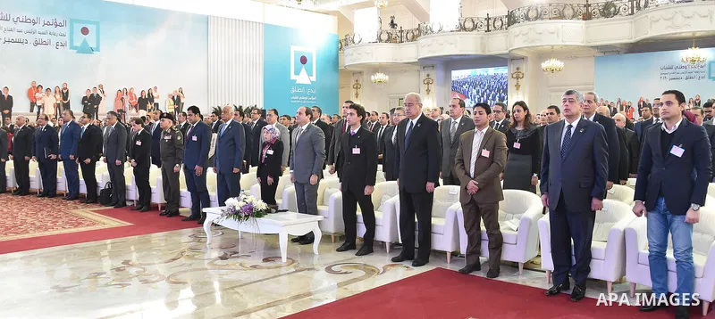 Egyptian President Abdel Fattah al-Sisi, attends the opening of the conference the first league for youth, in Cairo, Egypt, on December 10, 2016. Photo by Egyptian President Office