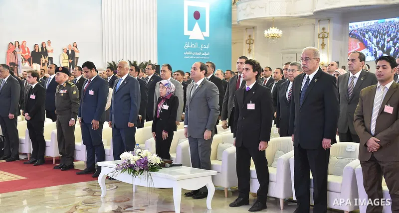 Egyptian President Abdel Fattah al-Sisi, attends the opening of the conference the first league for youth, in Cairo, Egypt, on December 10, 2016. Photo by Egyptian President Office