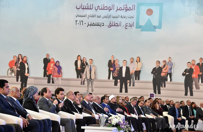 Egyptian President Abdel Fattah al-Sisi, attends the opening of the conference the first league for youth, in Cairo, Egypt, on December 10, 2016. Photo by Egyptian President Office