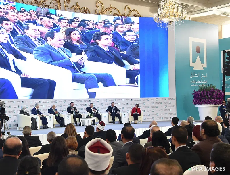 Egyptian President Abdel Fattah al-Sisi, attends the opening of the conference the first league for youth, in Cairo, Egypt, on December 10, 2016. Photo by Egyptian President Office