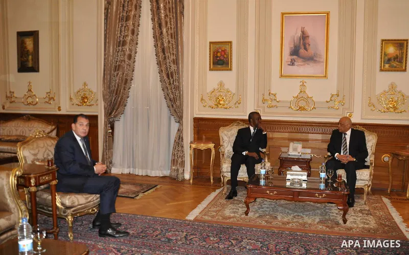 Speaker of Egypt's parliament, Ali Abdel-Al, meets with Speaker of Parliament African at the parliament headquarters in Cairo, Egypt, December 12, 2016. Photo by Stringer