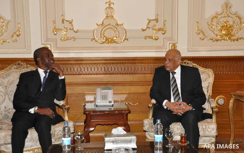 Speaker of Egypt's parliament, Ali Abdel-Al, meets with Speaker of Parliament African at the parliament headquarters in Cairo, Egypt, December 12, 2016. Photo by Stringer