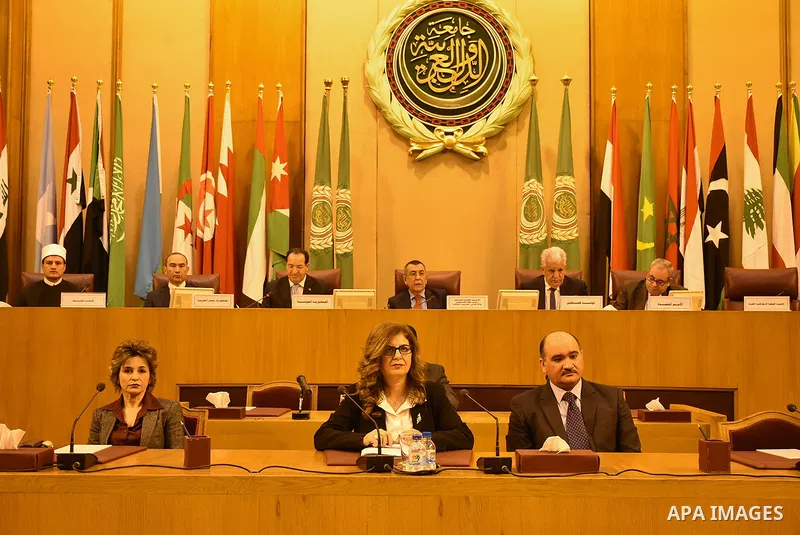 Permanent members of Arab countries in League of Arab States attend a meeting to mark the "International Day of Solidarity with the Palestinian People" at the Arab League headquarters in Cairo, Egypt, December 12, 2016....