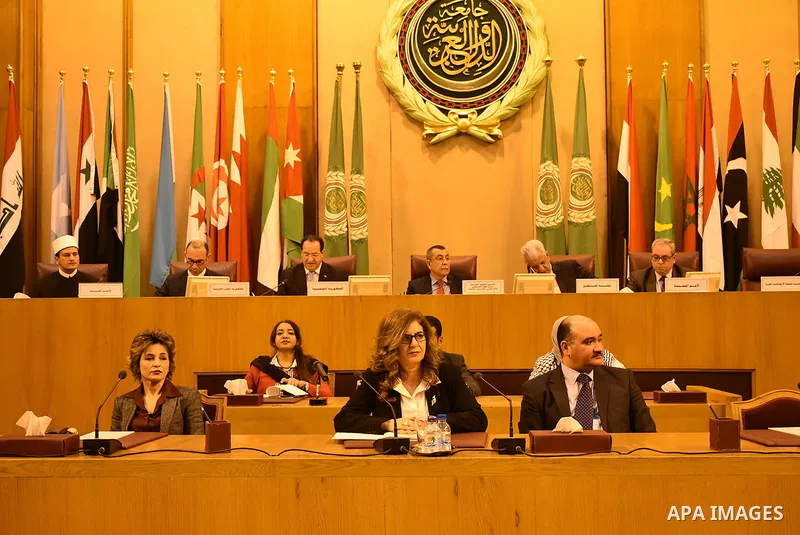 Permanent members of Arab countries in League of Arab States attend a meeting to mark the "International Day of Solidarity with the Palestinian People" at the Arab League headquarters in Cairo, Egypt, December 12, 2016....