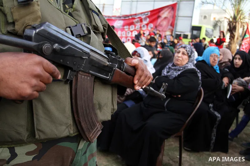 Palestinians take part in a rally marking the 49th anniversary of the founding of the Popular Front for the Liberation of Palestine (PFLP), in Rafah in the southern Gaza strip, on 13 December 2016. Photo by Abed Rahim Kh...